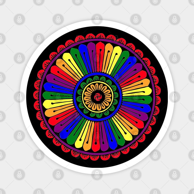 Rainbow Mandala Magnet by Nuletto